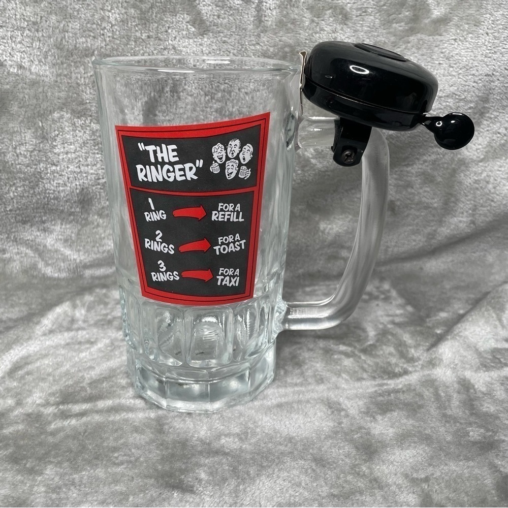 Wembley The Ringer 20 oz Beer Mug with Service Bell Clear Glass Novelty Gag Gift